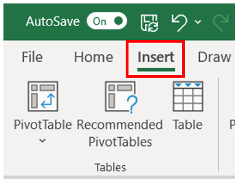 The Insert tab is highlighted in the Excel ribbon.