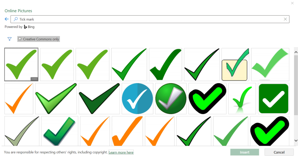 How to insert a tick symbol and cross mark in Excel - javatpoint