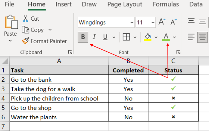 How to Automate or Insert a Tick or a Cross Mark on Microsoft