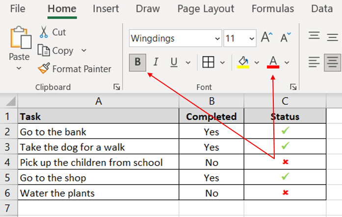 How to insert a tick or cross symbol in Microsoft Word and Excel