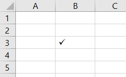 A tick symbol in Excel has been inserted in cell B3.